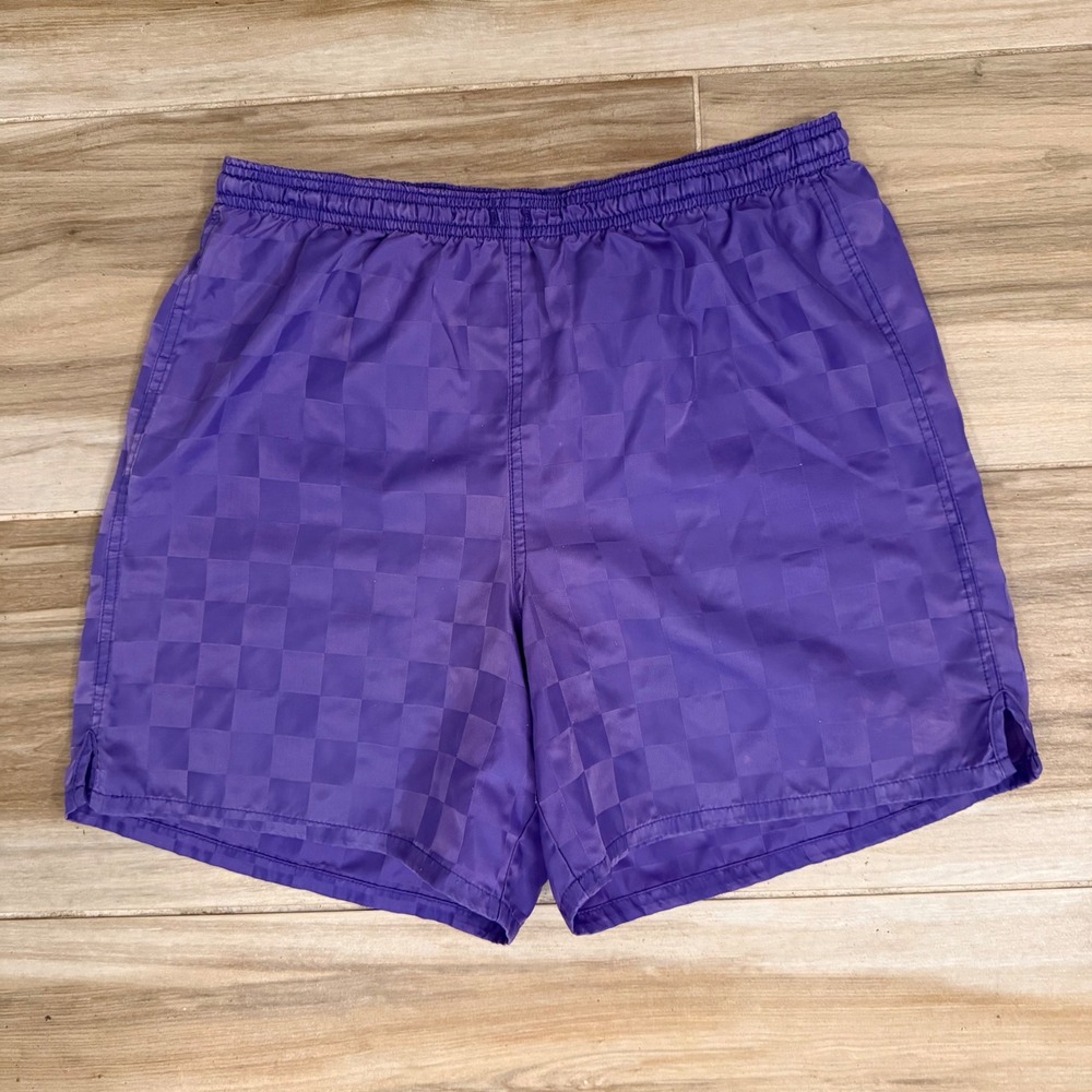 Umbro Purple Checkerboard Soccer Shorts Mens XL Nylon Athletic Training